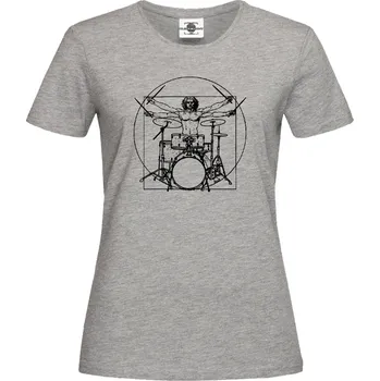 Dámské tričko Tričko Vitruviánský muž za bicíma Druh: Dámské, Barva: Šedá, Velikost: S