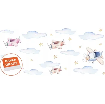 Samolepící dekorace Samolepka na stěnu letadla pro děti 200x95 cm