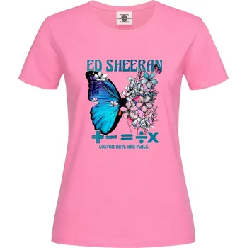 Pánské oblečení Tričko Ed Sheeran | Custom Date and Place Druh: Dámské, Barva: Růžová, Velikost: S