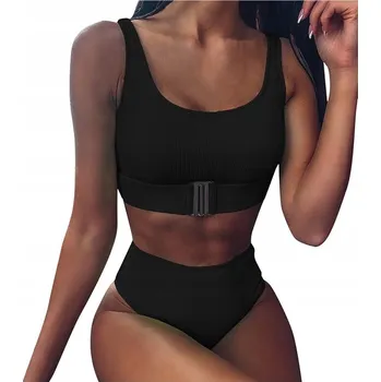 Dámské plavky DÁMSKÉ DVOUDÍLNÉ PLAVKY S VYSOKÝM PASEM, BIKINI TOP, VELIKOST S
