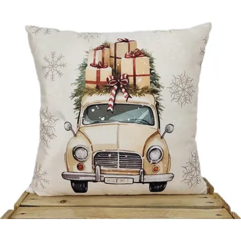 Povlak na dekorativní polštářek Dekorační vánoční povlak na polštář AUTO RETRO 40x40 Velvet vintage dárek