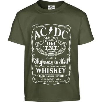 Pánské oblečení Tričko AC/DC | Old Time Druh: Dětské, Barva: Khaki, Velikost: 158-XL