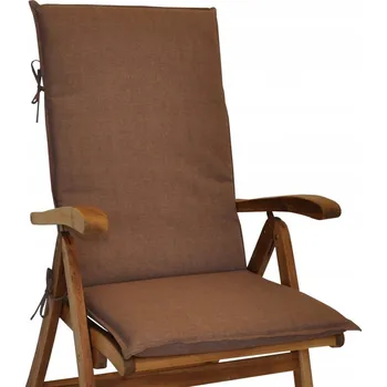 Podsedák Polštář na zahradní křeslo teak UNI vysoký - látka hnědý melír