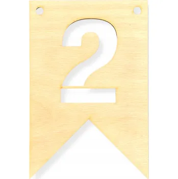 DŘEVĚNÝ PROPORCÍK GIRLANDA BANNER ZÁVĚSKA VLÁJEČKA DO POKOJE ČÍSLICE 2
