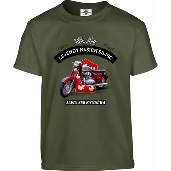 Pánská móda Tričko Legendy našich silnic | Jawa 250 Kývačka Druh: Dětské, Barva: Khaki, Velikost: 134-M