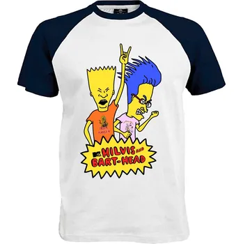Pánské tričko Tričko Milvis And Bart-Head Druh: Pánské, Barva: Navy | Bílá, Velikost: S