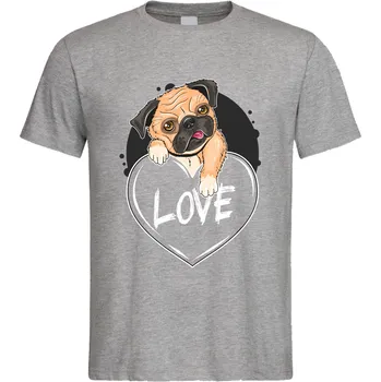 Pánské tričko Tričko Mopsova láska Druh: Pánské, Barva: Šedá, Velikost: M