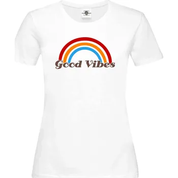 Dámské tričko Tričko Good Vibes Druh: Dámské, Barva: Bílá, Velikost: S