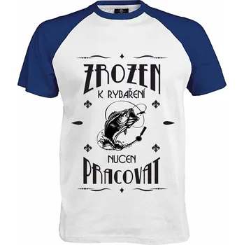 Pánské tričko Tričko Zrozen k rybaření Druh: Pánské, Barva: Royal | Bílá, Velikost: S