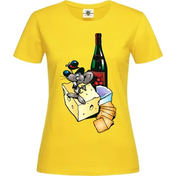Dámské tričko Tričko Myšák s vínem Druh: Dámské, Barva: Žlutá, Velikost: L