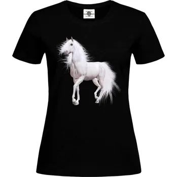 Dámské tričko Tričko Bílý kůň Druh: Dámské, Barva: Černá, Velikost: XL