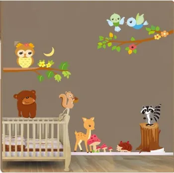 Samolepící dekorace Samolepka na zeď Zvířátka Lesní zvířátka stromy