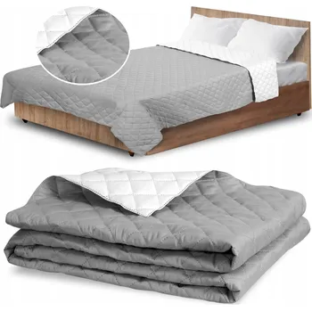 Přehoz na lůžko Přehoz z mikrovlákna 220 cm x 240 cm bílý, odstíny šedé