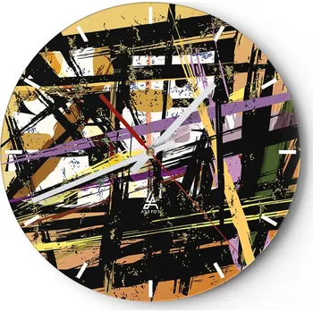 Hodiny Velké nástěnné hodiny 40x40 Abstrakce Skleněné hodiny Kulatý Tiché