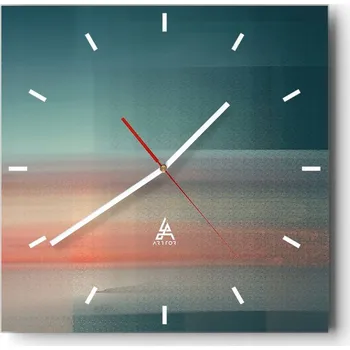 Hodiny Velké nástěnné hodiny na zeď 40x40 Voda Skleněné hodiny Čtvercové Tiché