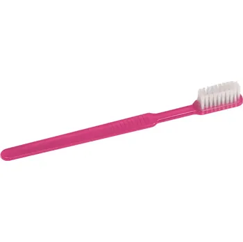 Zubní kartáček Jednorázový kartáček s pastou, 15 x 2,6cm, růžový