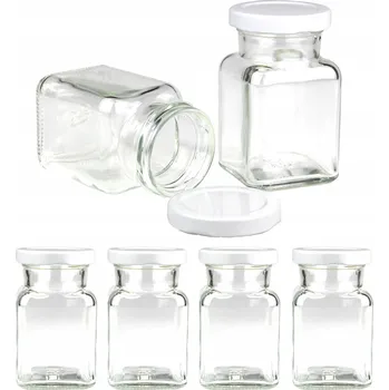 Sklenice 6x dózy sklenice skleničky na koření 150 ml s bílým víčkem fi 53