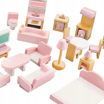 Dřevěný nábytek pro panenky, sada 22 ks
