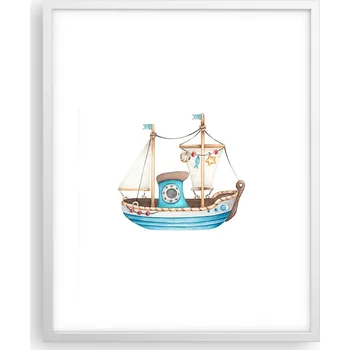Obraz Obraz, plakát na zeď v bílém rámu 40x50 cm, loď, foto plakáty do obýváku