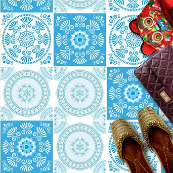 Fototapeta Samolepky na podlahové dlaždice 30x30 cm, MODRÝ KVĚTINOVÝ VZOR