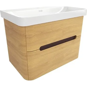 Koupelnový nábytek Koupelnová skříňka s umyvadlem SAT Fusion 77,5x53x45 cm dub medový mat SATFUSION280DMU