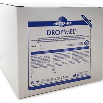 Zdravotnický materiál Náplast antiseptická DROP Med 10,5 x 15 cm/50ks s polštářkem