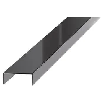 Podlahová lišta Lišta dekorační "U" Eviso black lesk, nerez PVD, délka 270 cm, šířka 10 mm, PRBL0001