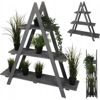 Stojan na květiny Stojan na květiny, dřevěný držák na květináč, police, regál na květiny