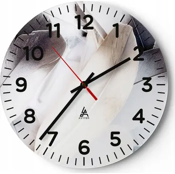 Hodiny Kuchyňské nástěnné hodiny 30x30 Peří Moderní skleněné hodiny do obýváku Tiché
