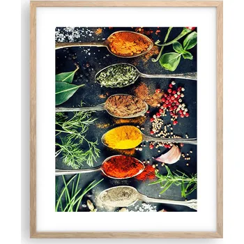 Obraz Obraz plakát na zeď v rámu světlý dub 40x50 koření plakáty do obývacího pokoje