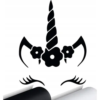 Samolepicí dekorace na vozidlo SAMOLEPKA na auto JEDNOROŽEC UNICORN KVĚTINY 12x15 cm