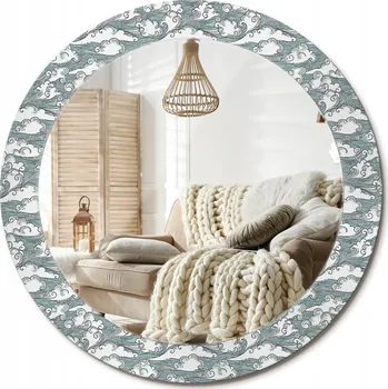 Zrcadlo Zrcadlo nástěnné s ozdobným rámem z tvrzeného skla fi 70 cm Oblaka