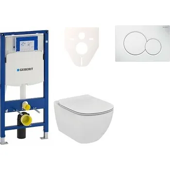 Cenově zvýhodněný závěsný WC set Geberit do lehkých stěn / předstěnová montáž+ WC Ideal Standard Tesi 111.300.00.5NE1