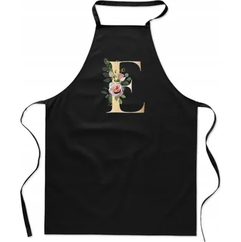 Kuchyňská zástěra KUCHYŇSKÁ ZÁSTĚRA černá S PÍSMENEM E Jméno Ewelina Eliza Eryk Ela FA_338_cz
