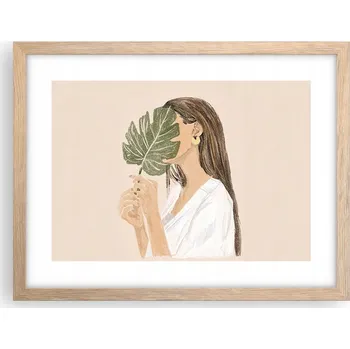 Obraz Obraz plakát v rámu světlý dub do obýváku 40x30 list foto plakáty na zeď