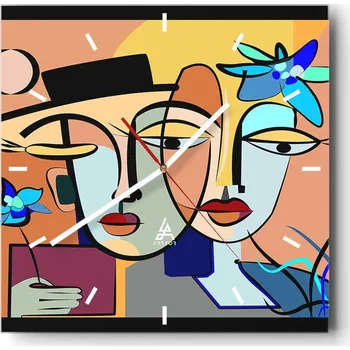 Hodiny Velké nástěnné hodiny na zeď 40x40 Obličeje Skleněné hodiny Čtvercové Tiché