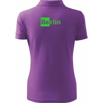 Berlin nápis - chemický prvek - Polokošile dámská Pique Polo - XS ( Fialová )