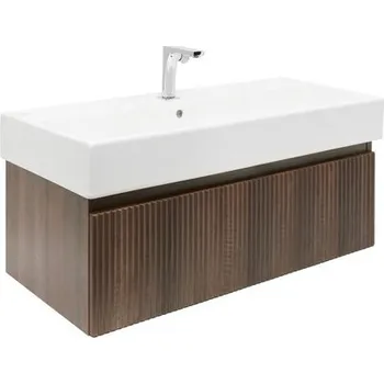 Koupelnový nábytek Koupelnová skříňka s baterií a umyvadlem SAT Evolution 1 98x30x44,8 cm ořech mat SATEVO100NAU2BA