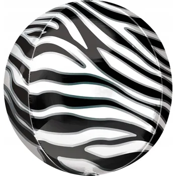 Balónek Fóliový balónek ORBZ Kula vzor zebra zvíře 38 Cm