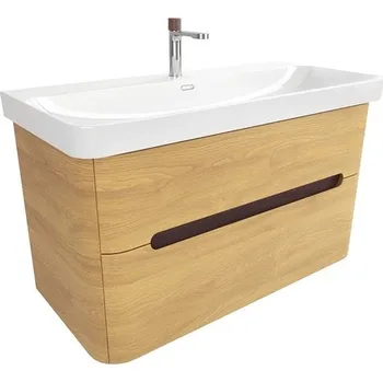 Koupelnový nábytek Koupelnová skříňka s umyvadlem SAT Fusion 97,5x53x45 cm dub medový mat SATFUSION2100DMUBA