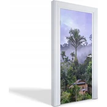 Fototapeta Dekorativní samolepka na dveře oživí vzhled Tropická chata 95x205 cm