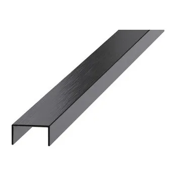 Podlahová lišta Lišta dekorační "U" Eviso black kartáčovaný, nerez PVD, délka 270 cm, šířka 20 mm, EXBL0003