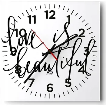 Hodiny Nástěnné hodiny do obýváku 40x40 Typografie Tiché Skleněné hodiny Bez hlučnosti