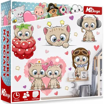 Samolepící dekorace XXL VELKÁ Samolepka na stěnu KOŤÁTKA SRDCE 122x115