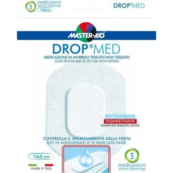 Náplast Náplast antiseptická DROP MED, 10 x 8 cm/5ks s polštářkem
