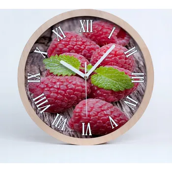 Hodiny Dřevěné nástěnné hodiny kulatý malinové fi 30 cm