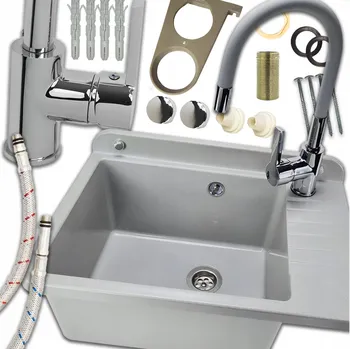 Granitový dřez Technický dřez GOSPO podvěsný jednokomorový polystyren šedý