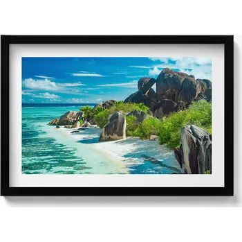 Obraz Dekorace, obraz s grafikou v krásném rámu - Letní krajina pláže a oceánu 60x40 cm