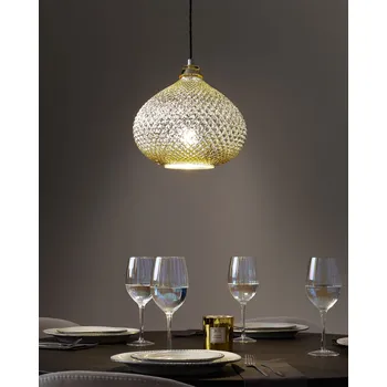 Stropní lampa zlatá 88 cm skleněné stínítko s vysokým leskem Beliani