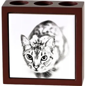 Ocicat - stojan na tužky s kočkou, organizér na stůl s potiskem, perský